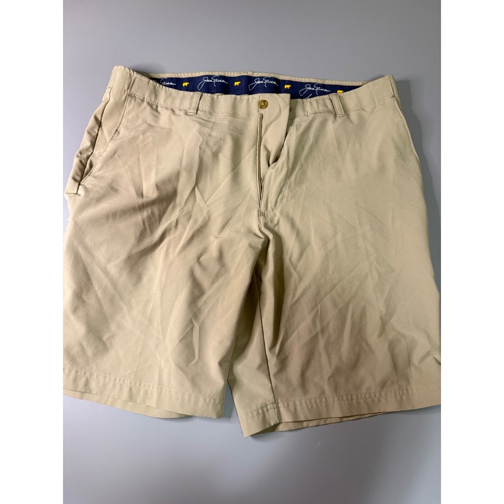 Jack Nicklaus Mens Golf Shorts Khaki Tan Performance Stretch Size 38 Golden Bear
